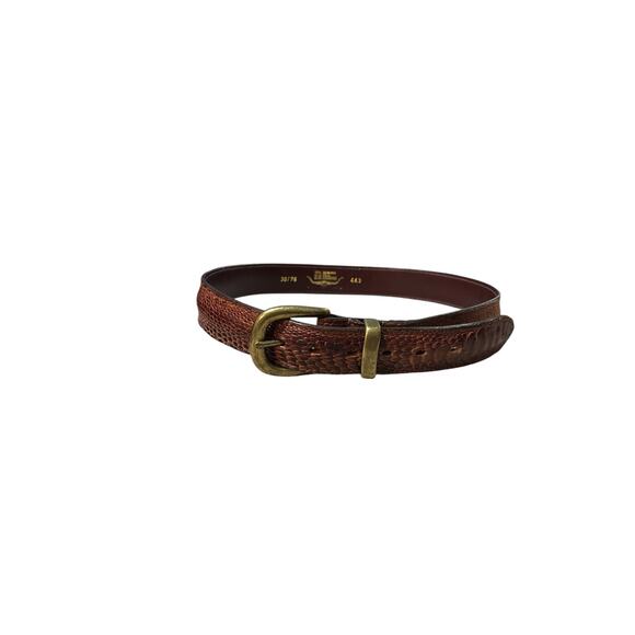 RM Wilson Brown Crocodile Belt Waist Size 30 W/ Gold Hardware Vintage Australia - Picture 1 of 6